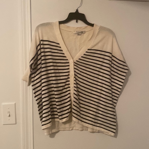Forever 21 oversized striped cardigan shirt black and white - Picture 1 of 4